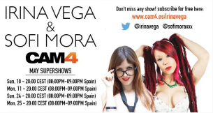 Irina Vega + Sofi Mora: Super Shows em Maio no CAM4