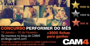 Concurso Performer do Mês Janeiro – 3000 Fichas em Prêmios