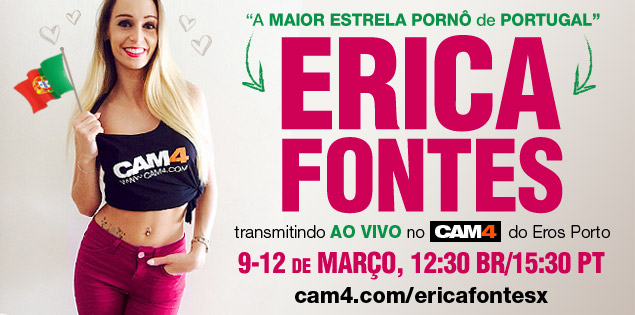 A estrela Pornô Erica Fontes transmitindo ao vivo no CAM4 diretamente de uma Feira Erótica