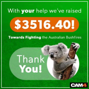 Atualização: Arrecadação de fundos do CAM4 para combater incêndios na Austrália terminou
